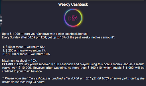 Bonus (cashback) for Regular Players
